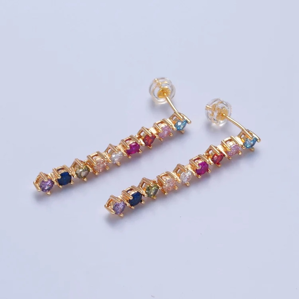 Dangle Multi Color Cz Stone Stud Earring!! - image 1